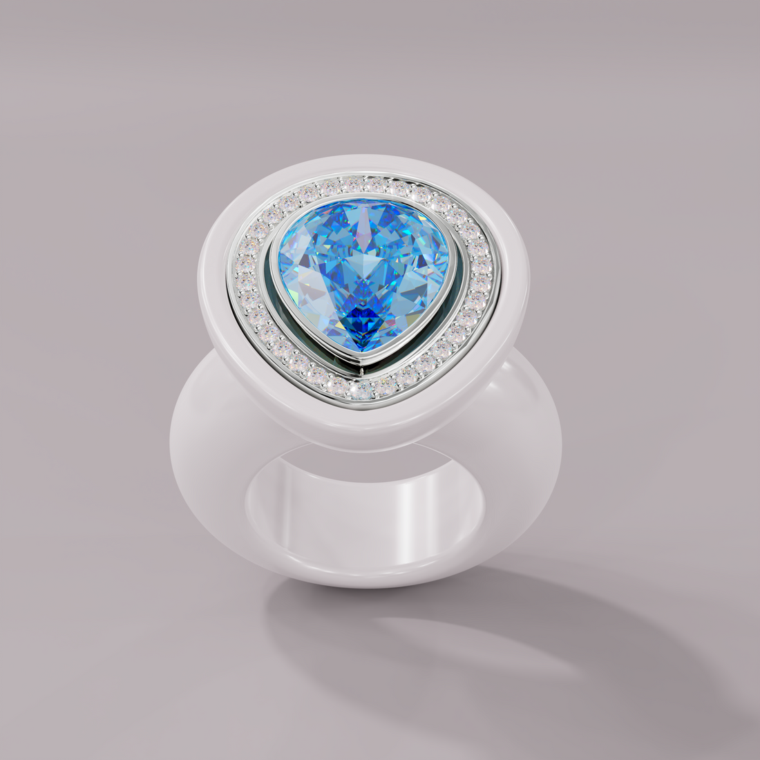 illusion White Diamond Bespoke Pear Cocktail Ring