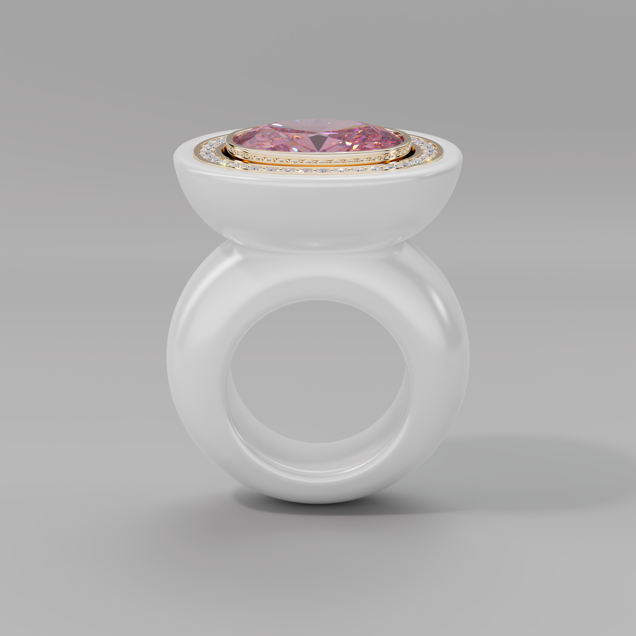 illusion White Diamond Bespoke Oval Cocktail Ring