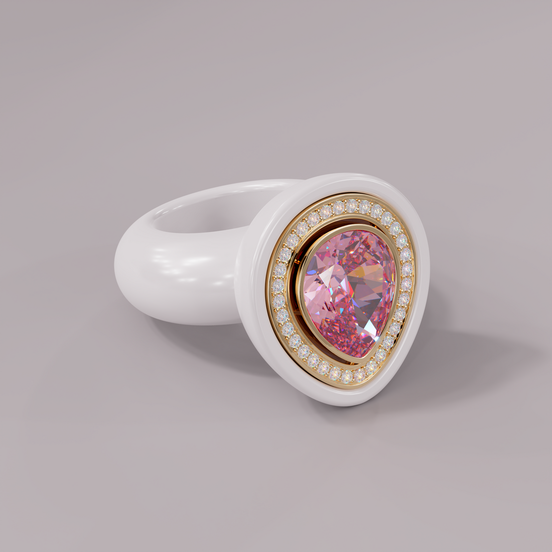 illusion White Diamond Bespoke Pear Cocktail Ring