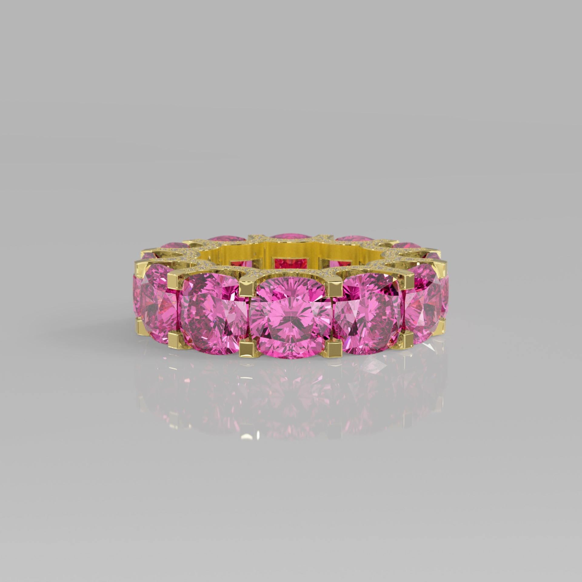 Rockstar Forever Ring - Cushion Pink Sapphire Pavé - Mark Gold
