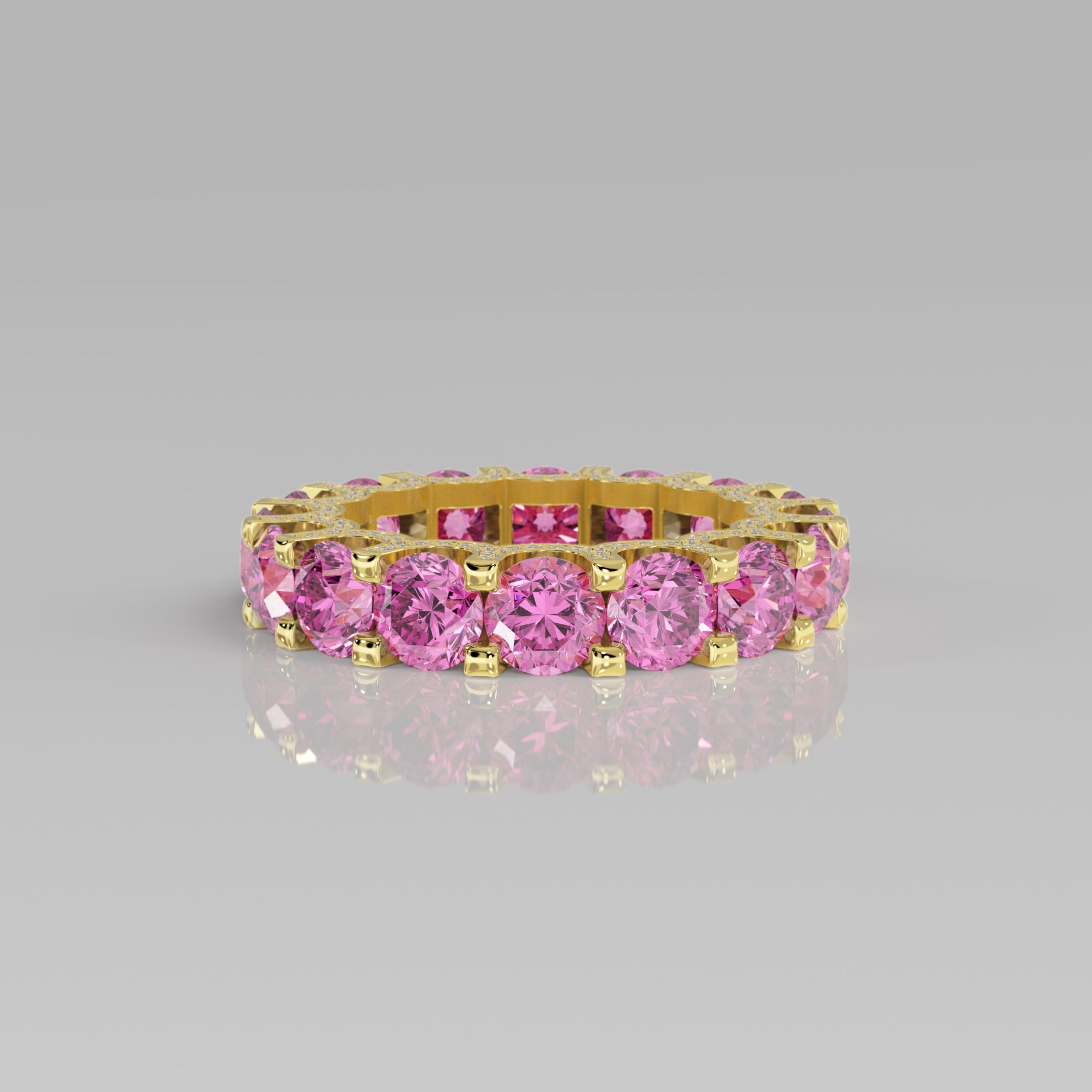 Rockstar Forever Ring - Round Pink Sapphire Pavé - Mark Gold