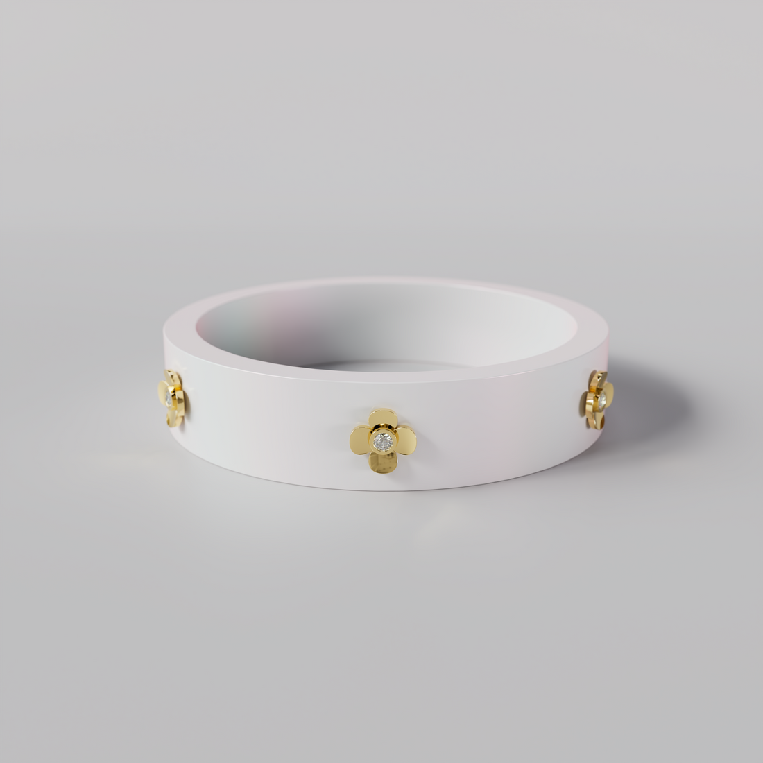 illusion White &amp; Diamond Bespoke Bangle