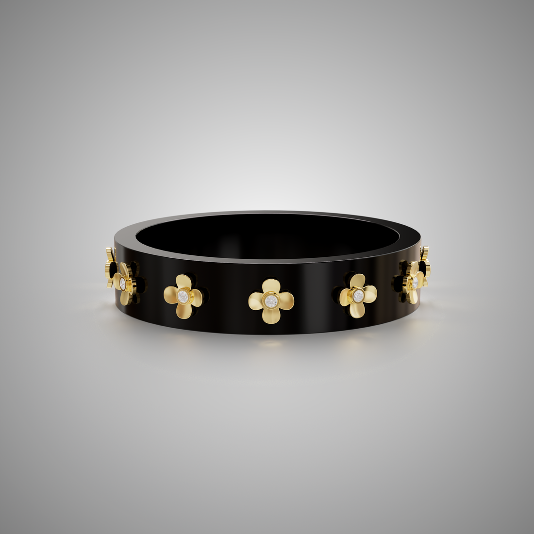 Ebony Black &amp; Diamond Bespoke Bangle