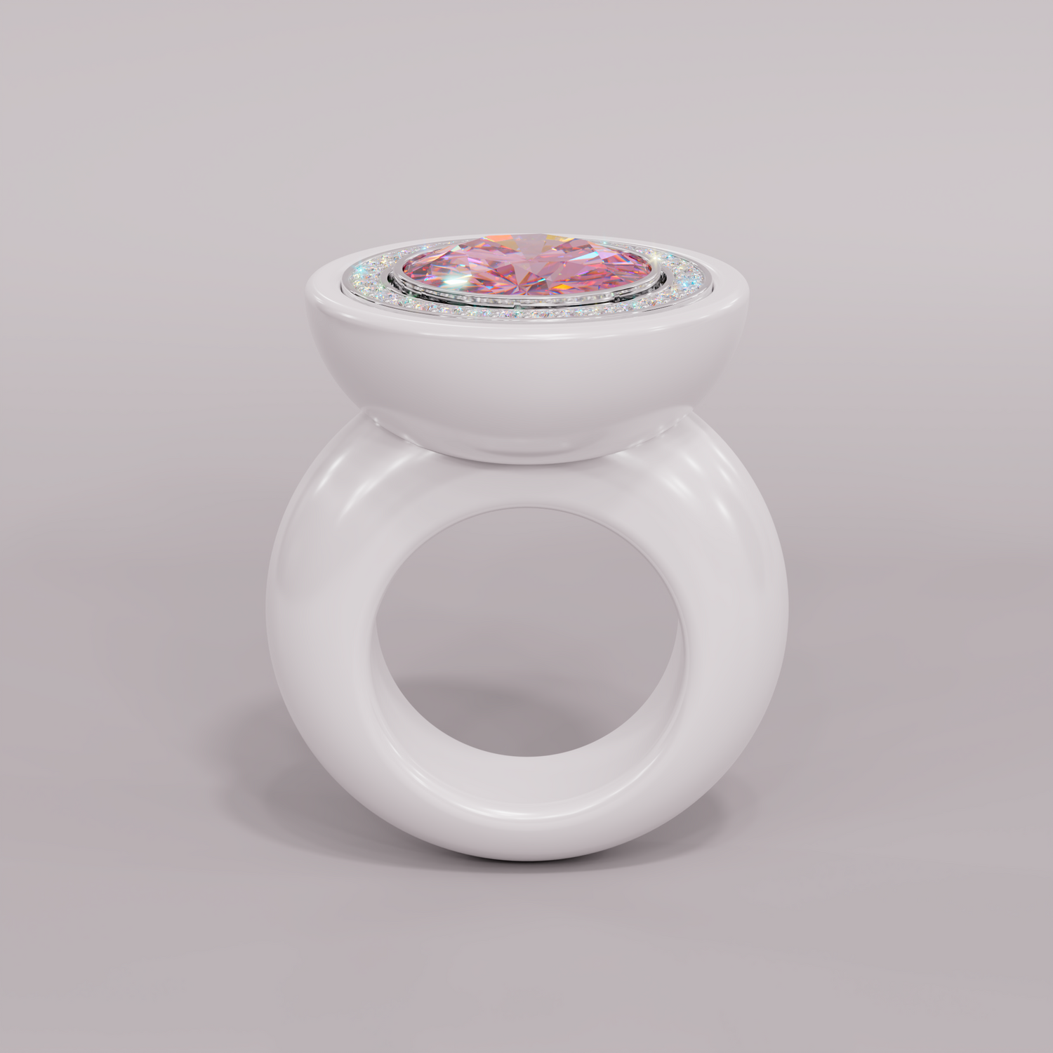 illusion White Diamond Bespoke Round Cocktail Ring