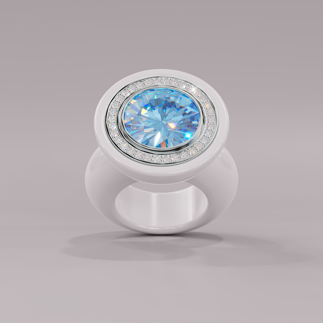 illusion White Diamond Bespoke Round Cocktail Ring