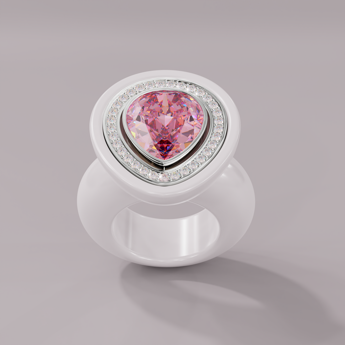 illusion White Diamond Bespoke Pear Cocktail Ring