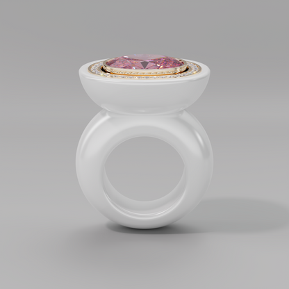 illusion White Diamond Bespoke Oval Cocktail Ring