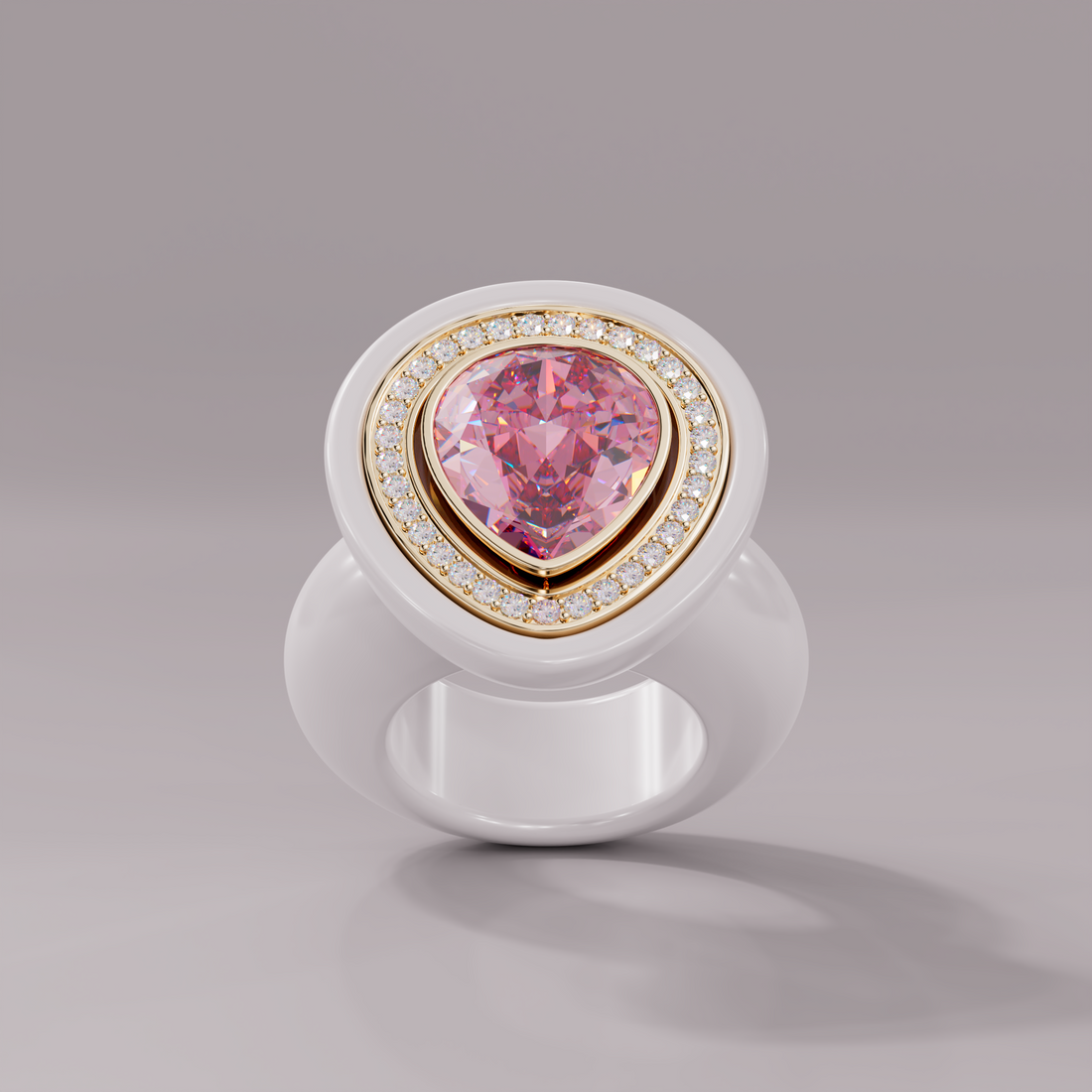 illusion White Diamond Bespoke Pear Cocktail Ring