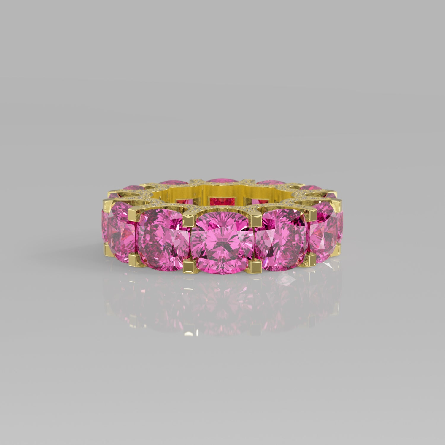 Rockstar Forever Ring - Cushion Pink Sapphire Pavé - Mark Gold